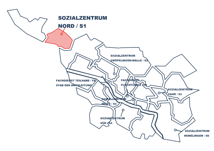 Outlines der Stadt Bremen und seinen Sozialzentren - Bremen Nord